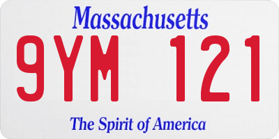 MA license plate 9YM121