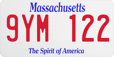 MA license plate 9YM122