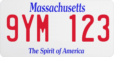 MA license plate 9YM123