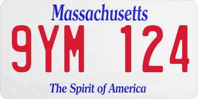 MA license plate 9YM124