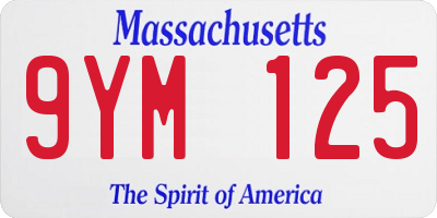MA license plate 9YM125