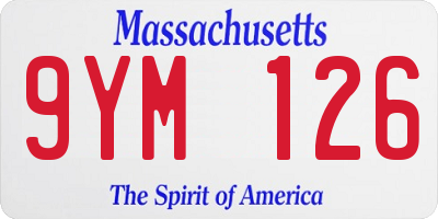 MA license plate 9YM126