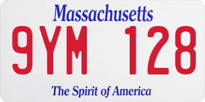 MA license plate 9YM128