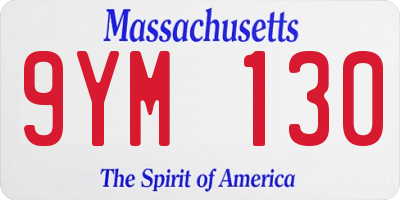 MA license plate 9YM130