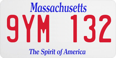 MA license plate 9YM132