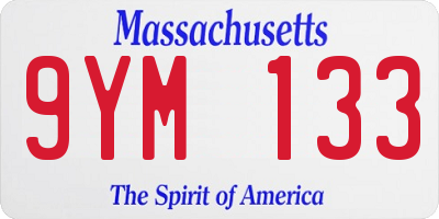 MA license plate 9YM133