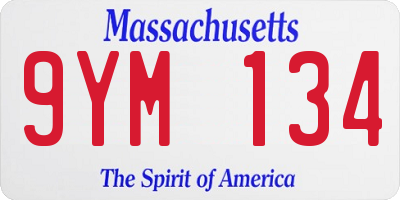 MA license plate 9YM134