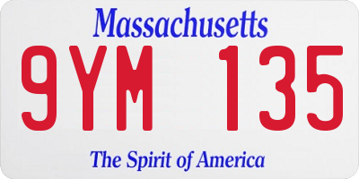 MA license plate 9YM135