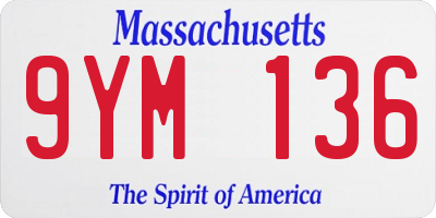 MA license plate 9YM136