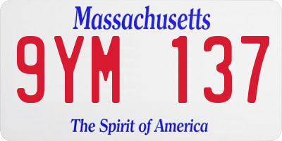 MA license plate 9YM137