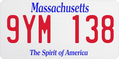 MA license plate 9YM138