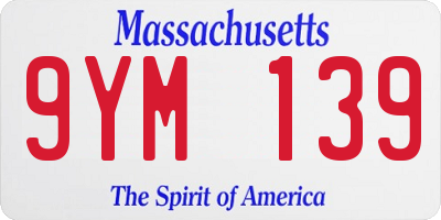 MA license plate 9YM139