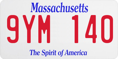 MA license plate 9YM140