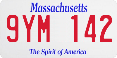 MA license plate 9YM142