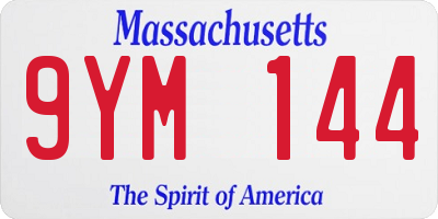 MA license plate 9YM144