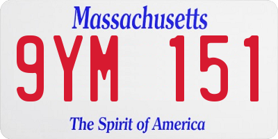 MA license plate 9YM151