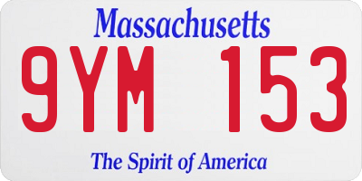 MA license plate 9YM153