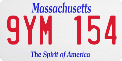 MA license plate 9YM154