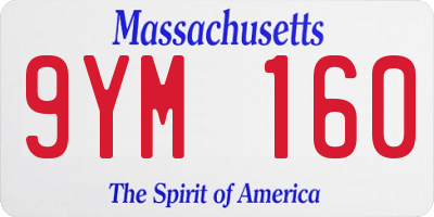 MA license plate 9YM160