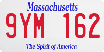 MA license plate 9YM162