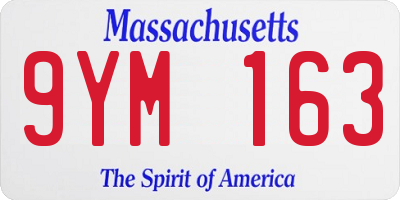 MA license plate 9YM163