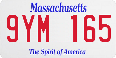 MA license plate 9YM165