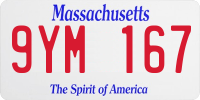 MA license plate 9YM167