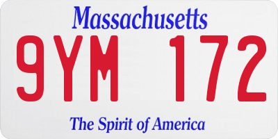 MA license plate 9YM172