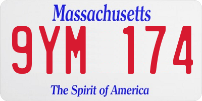 MA license plate 9YM174