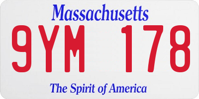 MA license plate 9YM178