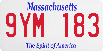 MA license plate 9YM183