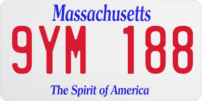 MA license plate 9YM188