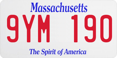 MA license plate 9YM190