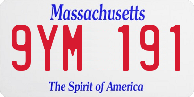 MA license plate 9YM191