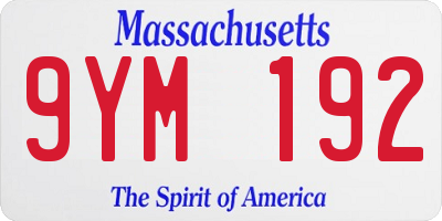 MA license plate 9YM192