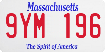MA license plate 9YM196