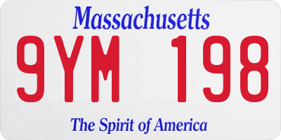 MA license plate 9YM198