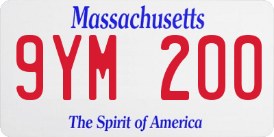 MA license plate 9YM200