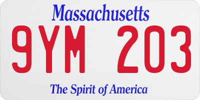 MA license plate 9YM203