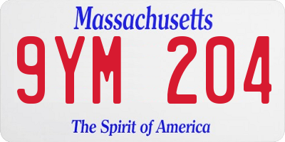 MA license plate 9YM204