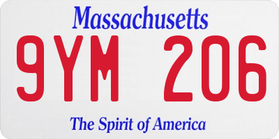 MA license plate 9YM206
