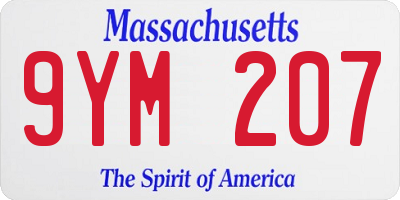 MA license plate 9YM207