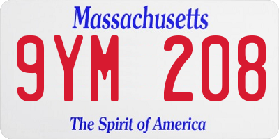 MA license plate 9YM208