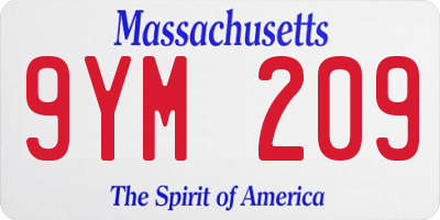 MA license plate 9YM209