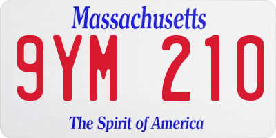MA license plate 9YM210