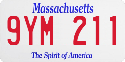 MA license plate 9YM211