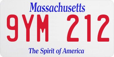 MA license plate 9YM212