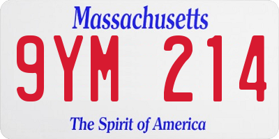 MA license plate 9YM214