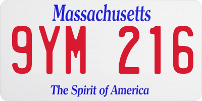 MA license plate 9YM216