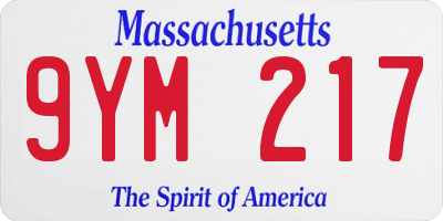 MA license plate 9YM217